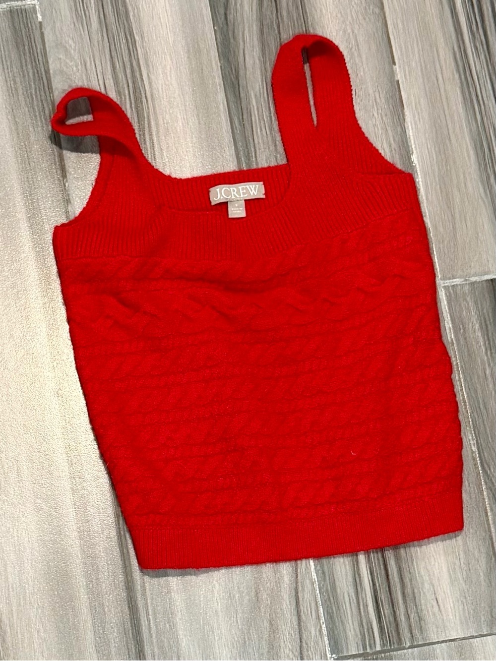 J. Crew Bright Red Cable Knit Sweater Tank